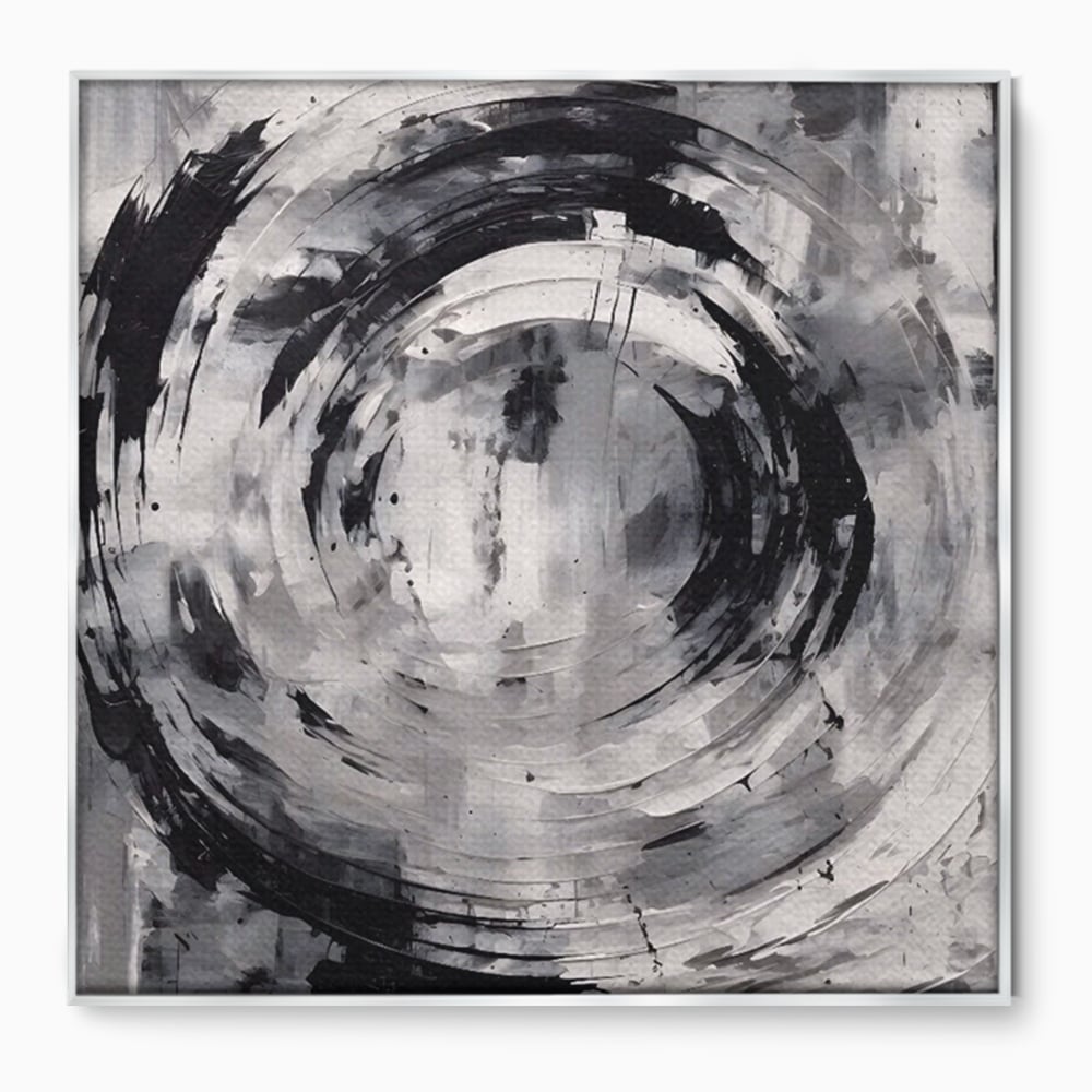 Tablou canvas cu tablou canvas cu cerc abstract, in rama de aluminiu argintiu